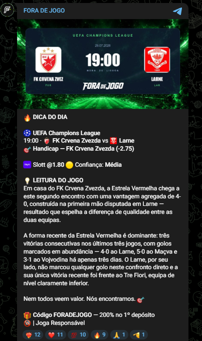 Tip Crvena Zvezda vs Larne na Champions